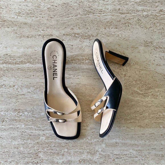 Vintage Chanel Camellia Buckle Sandal Heels - Picture 3 of 10